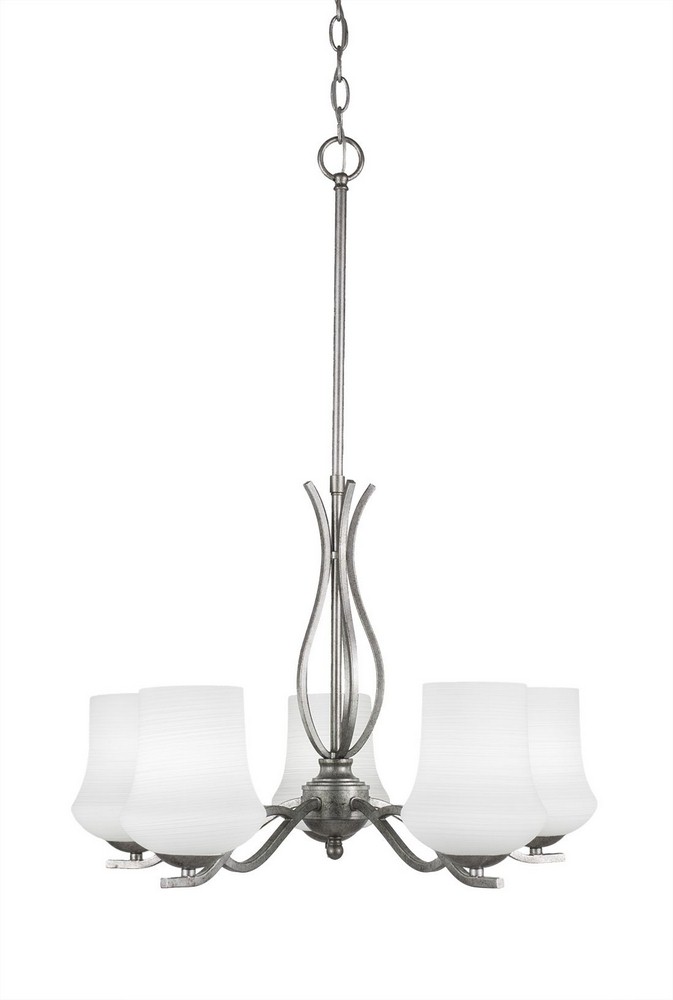 Toltec Lighting-245-AS-681-Revo - 5 Light Chandelier-18.5 Inches Tall and 21.5 Inches Wide Aged Silver Zilo White Linen Revo - 5 Light Chandelier-18.5 Inches Tall and 21.5 Inches Wide