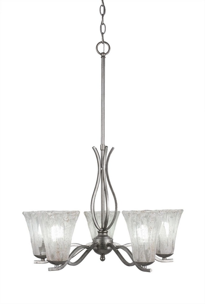 Toltec Lighting-245-AS-729-Revo - 5 Light Chandelier-18.5 Inches Tall and 21.5 Inches Wide Aged Silver Fluted Italian Ice Crystal Revo - 5 Light Chandelier-18.5 Inches Tall and 21.5 Inches Wide