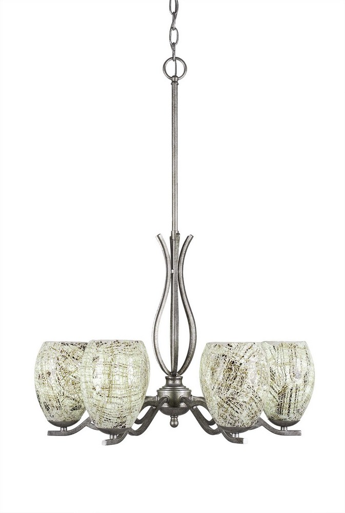 Toltec Lighting-246-AS-5054-Revo - 6 Light Chandelier-18.5 Inches Tall and 22.75 Inches Wide Aged Silver Natural Fusion Revo - 6 Light Chandelier-18.5 Inches Tall and 22.75 Inches Wide