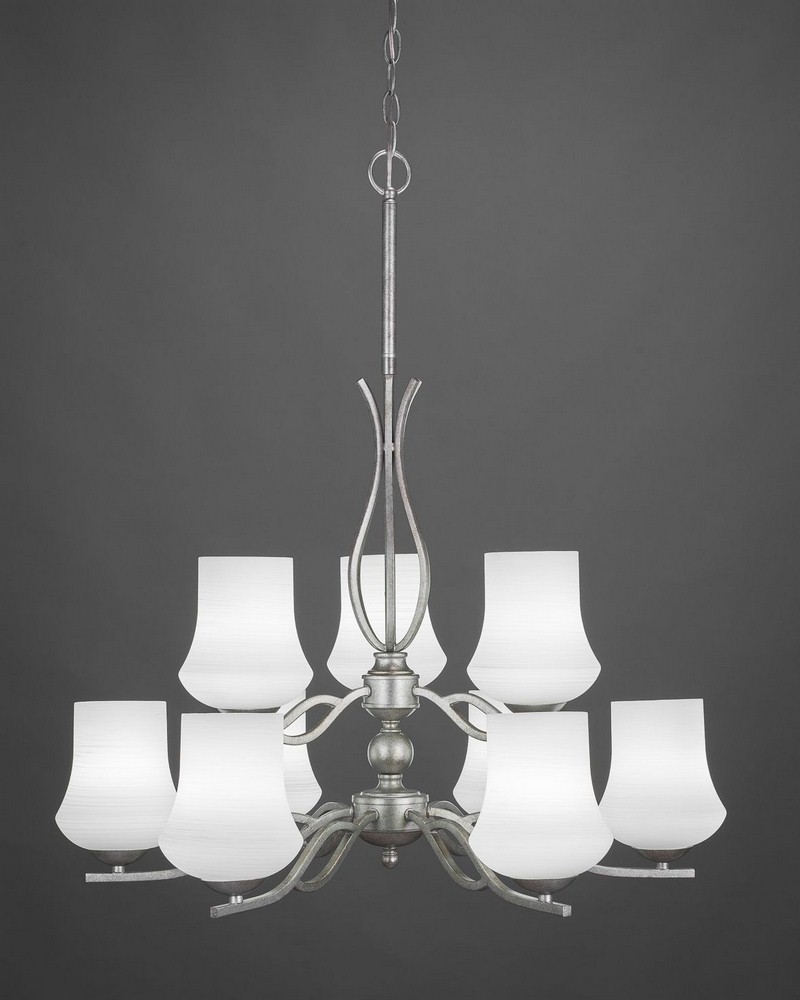 Toltec Lighting-249-AS-681-Revo - 9 Light Chandelier-24.25 Inches Tall and 28 Inches Wide   Revo - 9 Light Chandelier-24.25 Inches Tall and 28 Inches Wide