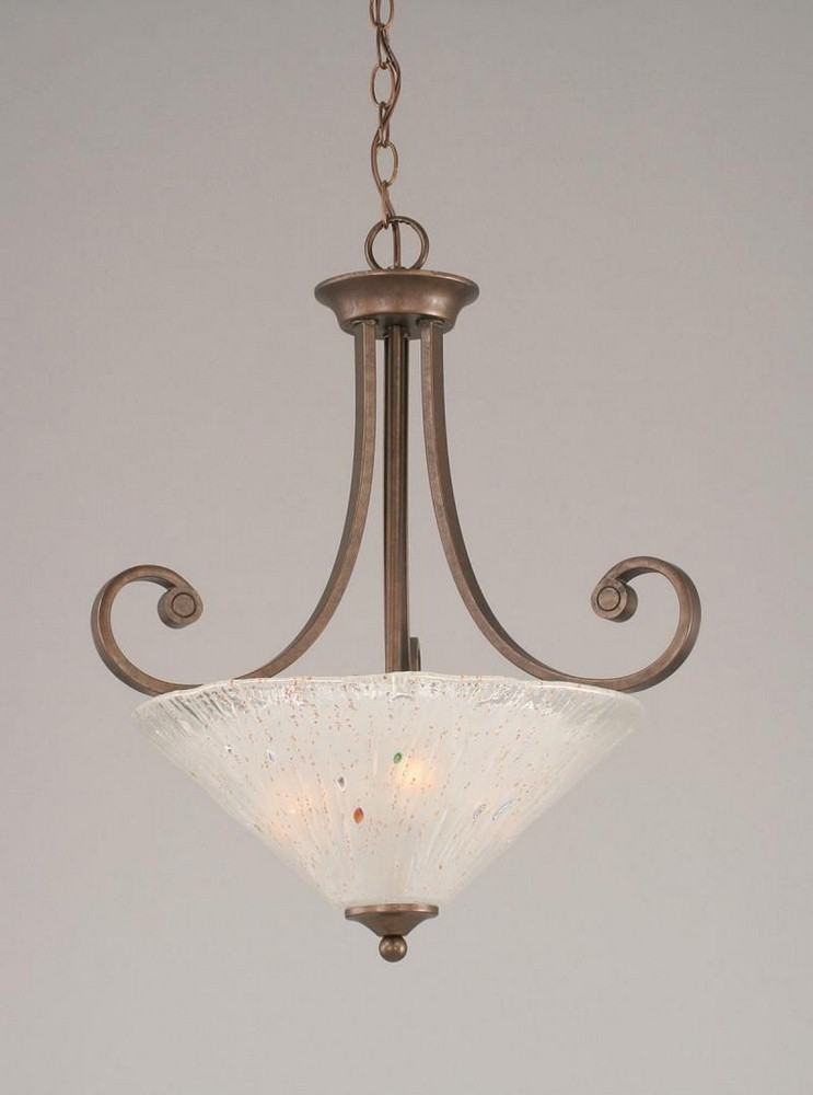 Toltec Lighting-254-BRZ-711-Curl - 3 Light Pendant-22.75 Inches Tall and 16 Inches Wide Bronze Frosted Crystal Bronze Finish with Italian Ice Glass