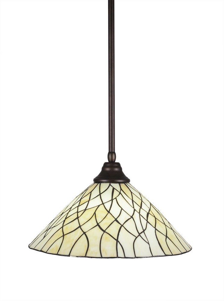 Toltec Lighting-26-BRZ-911-Any - 1 Light Stem Pendant With Hang Straight Swivel-11.5 Inches Tall and 16 Inches Wide Bronze Sandhill Art Matte Black Finish with Zion Tiffany Glass