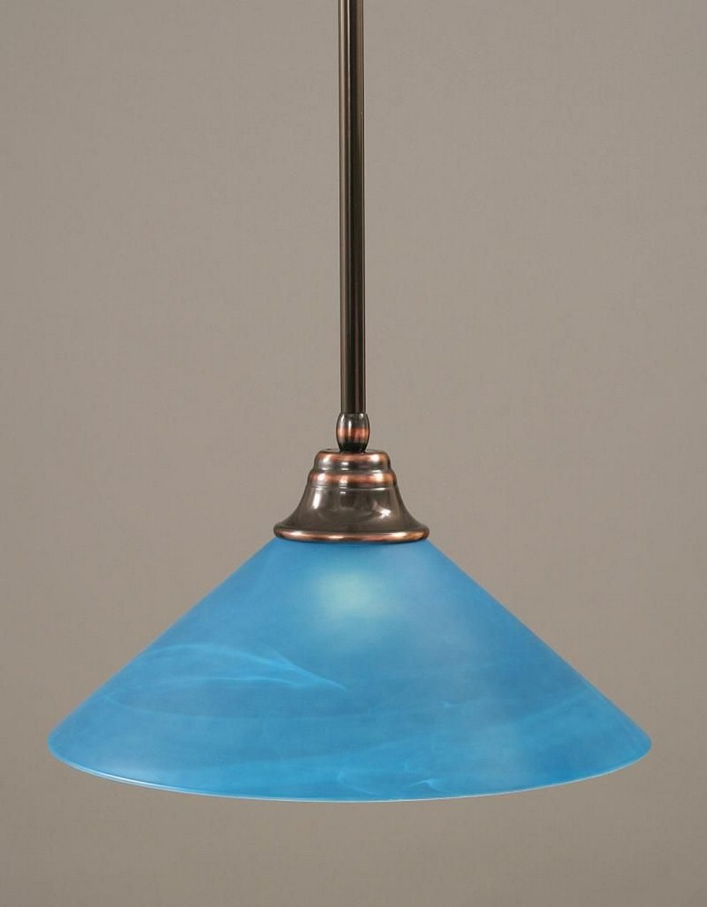 Toltec Lighting-26-BC-415-Any - 1 Light Stem Pendant With Hang Straight Swivel-9.75 Inches Tall and 16 Inches Wide Black Copper Blue Italian Black Copper Finish with Blue Italian Glass