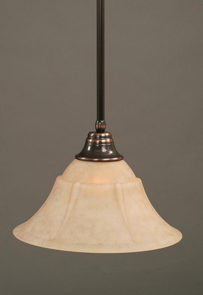 Toltec Lighting-26-BC-53318-Any - 1 Light Stem Pendant With Hang Straight Swivel-9.5 Inches Tall and 14 Inches Wide Black Copper Italian Marble Bronze Finish with Tiger Glass