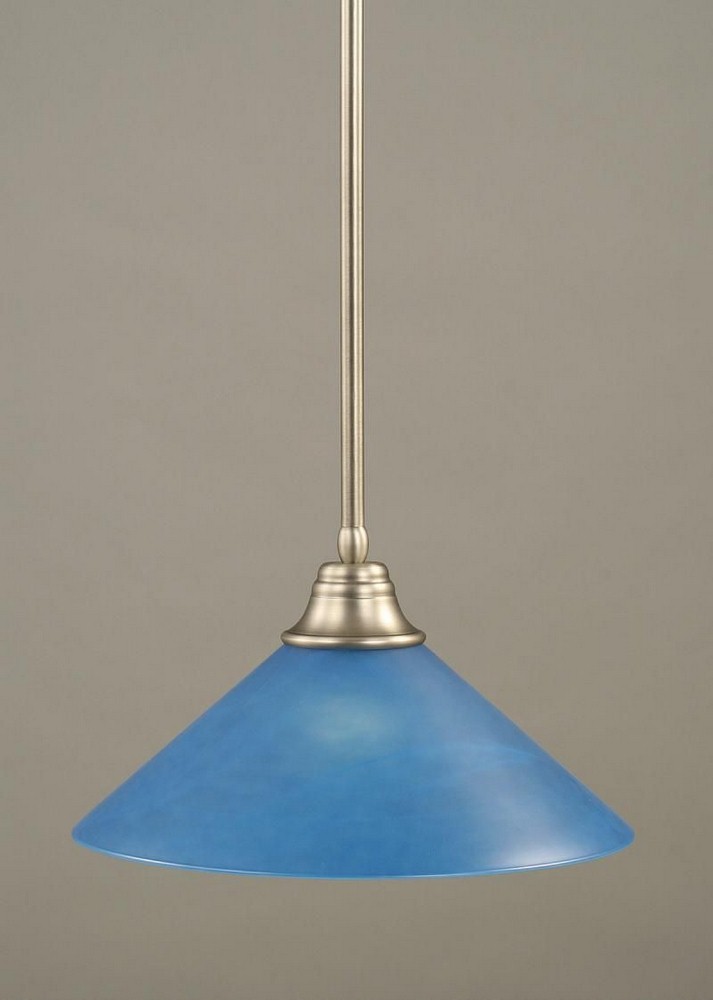 Toltec Lighting-26-BN-415-Any - 1 Light Stem Pendant With Hang Straight Swivel-8.75 Inches Tall and 16 Inches Wide Brushed Nickel Blue Italian Brushed Nickel Finish with Blue Italian Glass