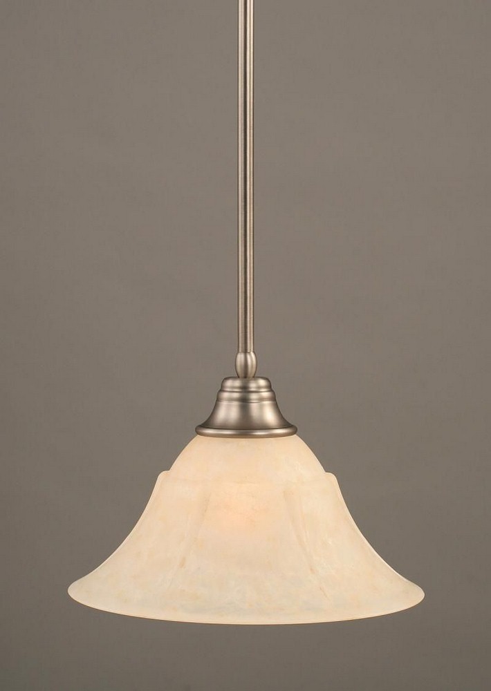 Toltec Lighting-26-BN-53318-Any - 1 Light Stem Pendant With Hang Straight Swivel-9.5 Inches Tall and 14 Inches Wide Brushed Nickel Italian Marble Bronze Finish with Tiger Glass