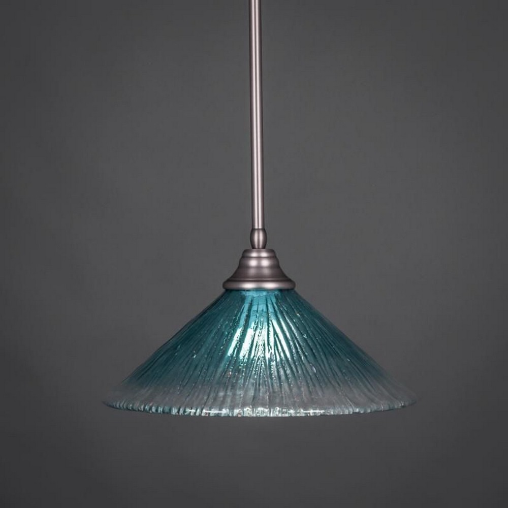 Toltec Lighting-26-BN-715-Any - 1 Light Stem Pendant With Hang Straight Swivel-8.5 Inches Tall and 16 Inches Wide Brushed Nickel Teal Crystal Bronze Finish with Raspberry Crystal Glass