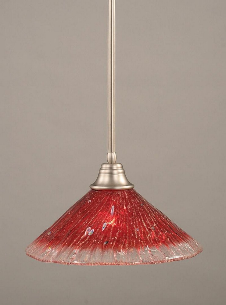 Toltec Lighting-26-BN-716-Any - 1 Light Stem Pendant With Hang Straight Swivel-8.5 Inches Tall and 16 Inches Wide Brushed Nickel Raspberry Crystal Bronze Finish with Raspberry Crystal Glass