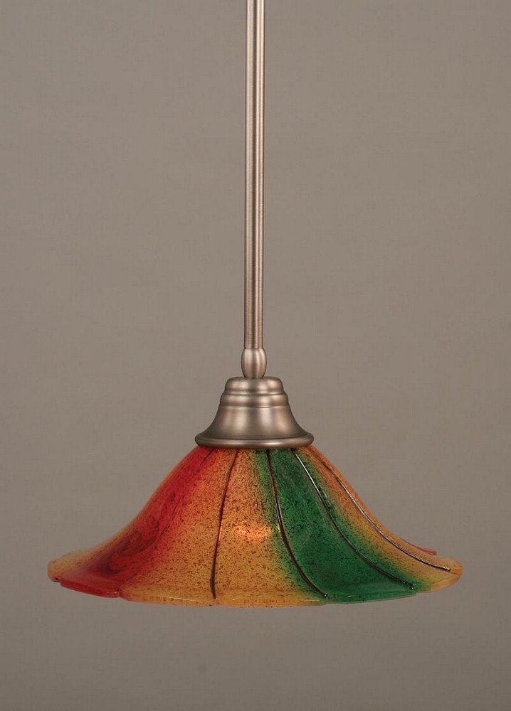 Toltec Lighting-26-BN-764-Any - 1 Light Stem Pendant With Hang Straight Swivel-8.5 Inches Tall and 14 Inches Wide Brushed Nickel Mardi Gras Brushed Nickel Finish with Mardi Gras Glass