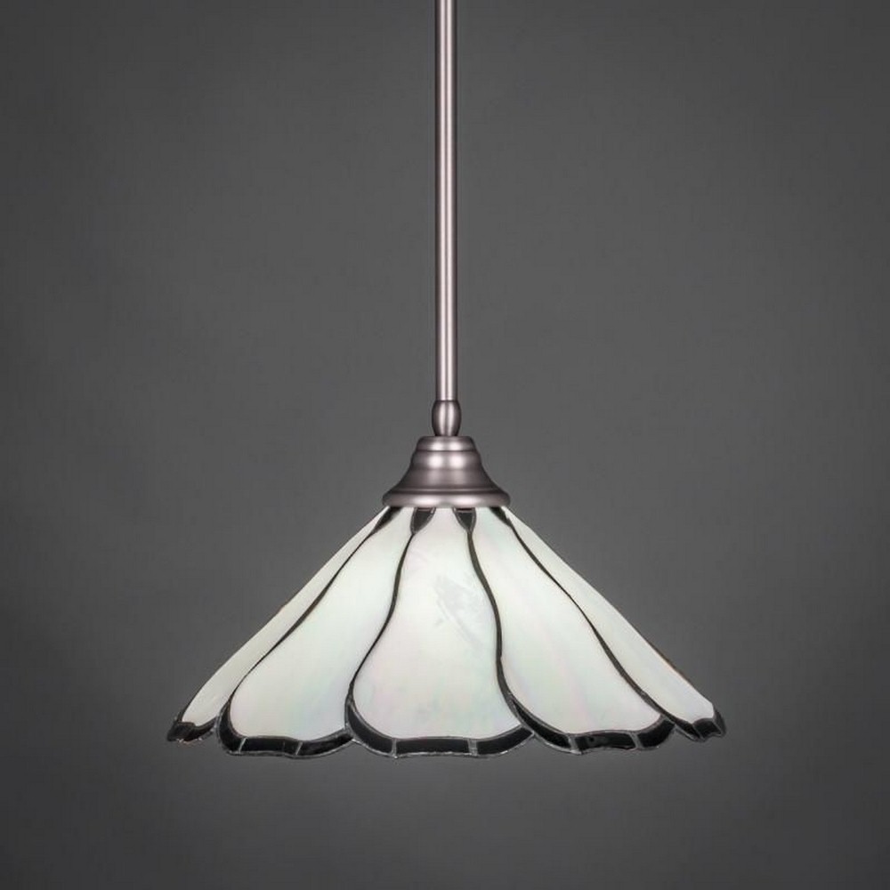 Toltec Lighting-26-BN-912-Any - 1 Light Stem Pendant With Hang Straight Swivel-10 Inches Tall and 16 Inches Wide Brushed Nickel Pearl Flair Art Bronze Finish with Royal Merlot Tiffany Glass