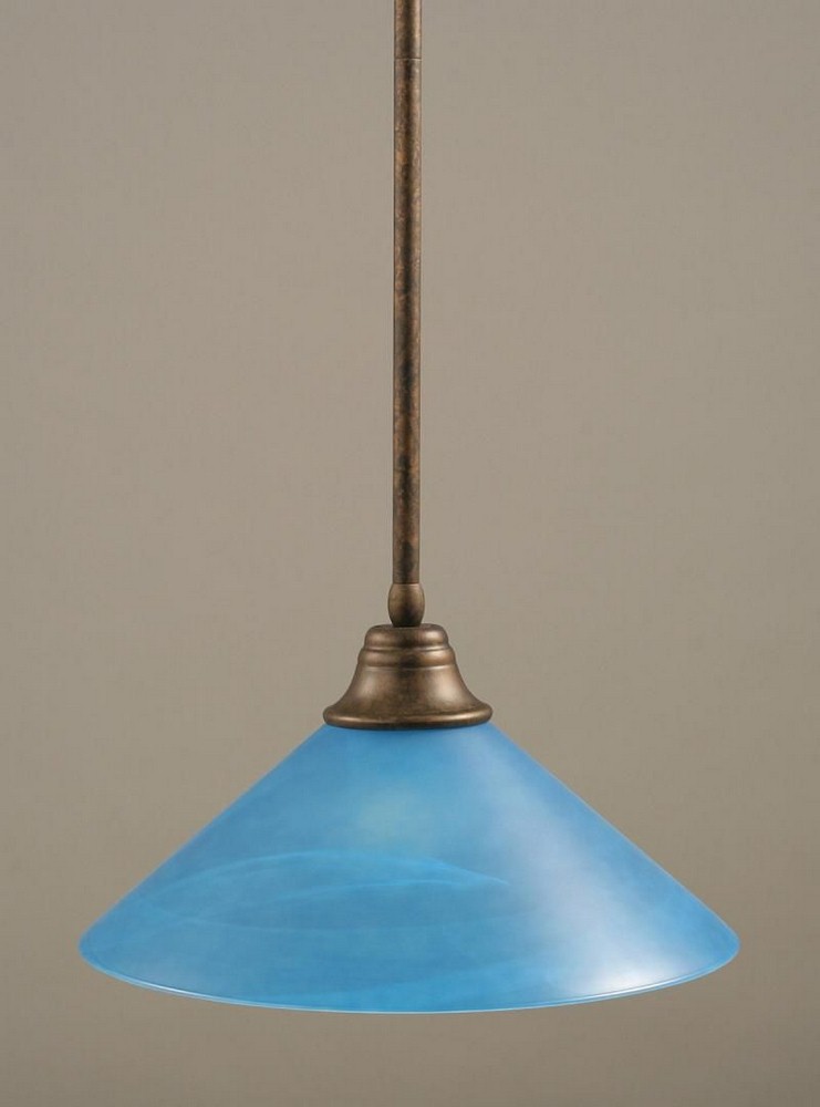 Toltec Lighting-26-BRZ-415-Any - 1 Light Stem Pendant With Hang Straight Swivel-9 Inches Tall and 16 Inches Wide Bronze Blue Italian Bronze Finish with Italian Ice Glass