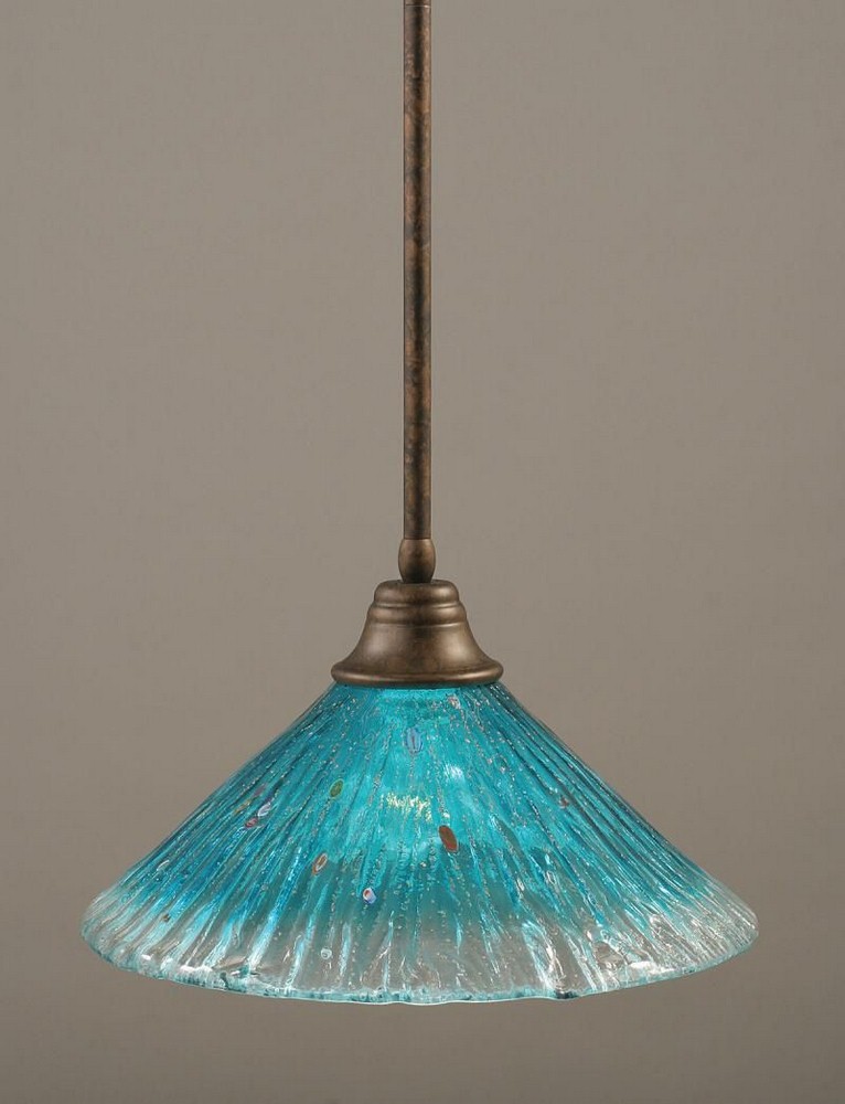 Toltec Lighting-26-BRZ-715-Any - 1 Light Stem Pendant With Hang Straight Swivel-8.5 Inches Tall and 16 Inches Wide Bronze Teal Crystal Bronze Finish with Raspberry Crystal Glass