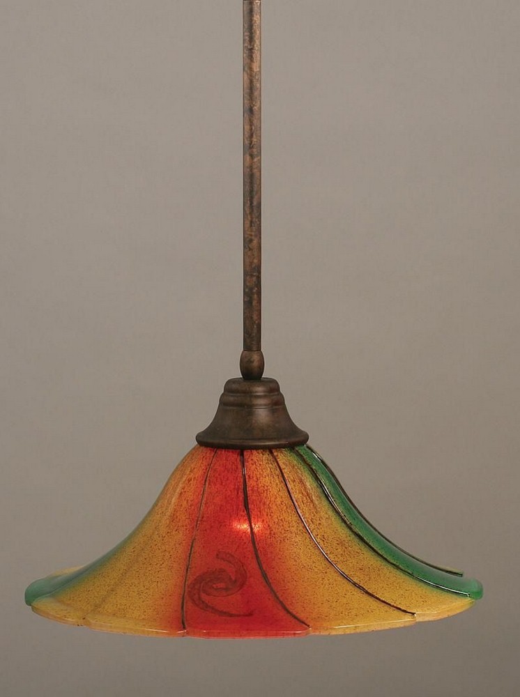 Toltec Lighting-26-BRZ-767-Any - 1 Light Stem Pendant With Hang Straight Swivel-10 Inches Tall and 16 Inches Wide Bronze Mardi Gras Bronze Finish with Royal Merlot Tiffany Glass