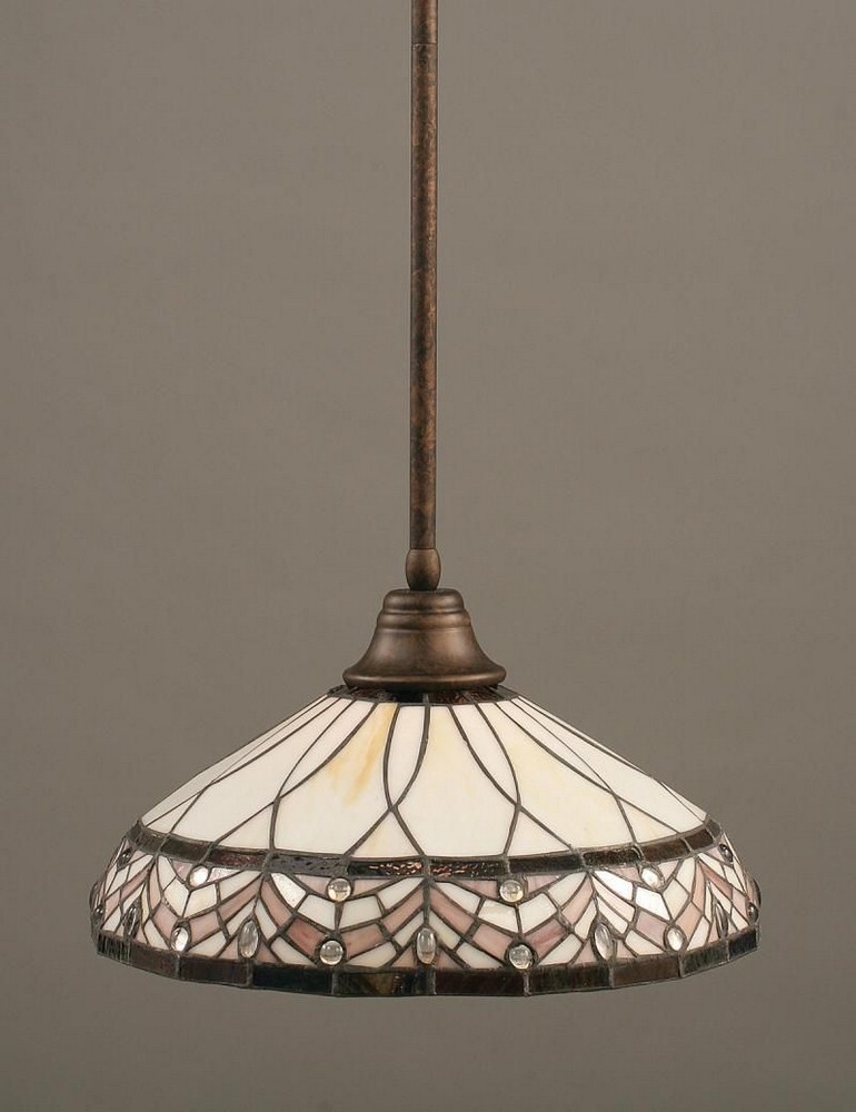 Toltec Lighting-26-BRZ-948-Any - 1 Light Stem Pendant With Hang Straight Swivel-10 Inches Tall and 16 Inches Wide Bronze Royal Merlot Art Bronze Finish with Royal Merlot Tiffany Glass