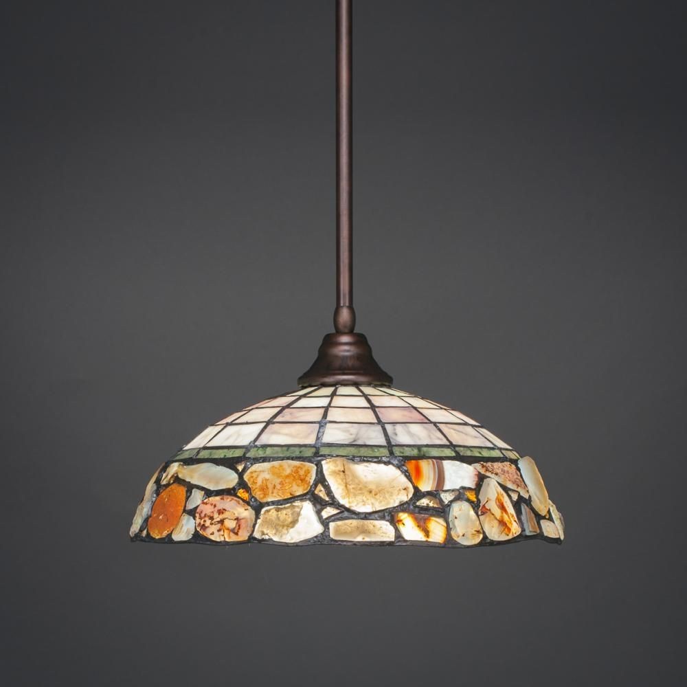 Toltec Lighting-26-BRZ-973-Any-One Light Pendant-16 Inches Wide by 9 Inches High   Bronze Finish with Cobblestone Tiffany Glass