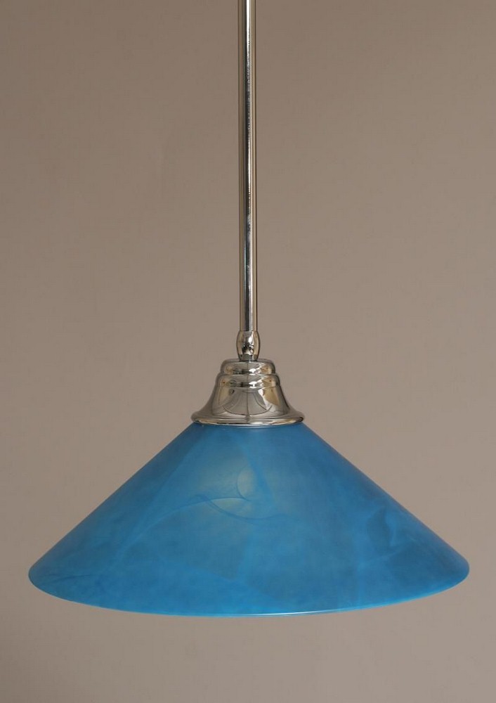 Toltec Lighting-26-CH-415-Any - 1 Light Stem Pendant With Hang Straight Swivel-8.75 Inches Tall and 16 Inches Wide Chrome Blue Italian Brushed Nickel Finish with Blue Italian Glass