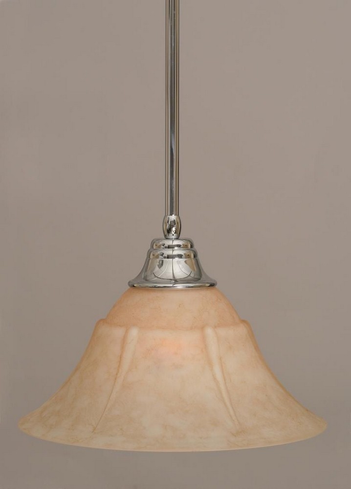 Toltec Lighting-26-CH-53318-Any - 1 Light Stem Pendant With Hang Straight Swivel-9.5 Inches Tall and 14 Inches Wide Chrome Italian Marble Bronze Finish with Tiger Glass