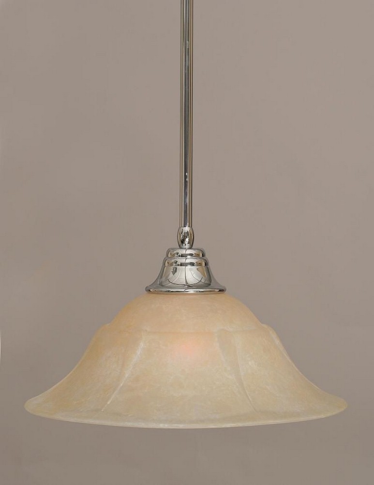 Toltec Lighting-26-CH-53613-Any - 1 Light Stem Pendant With Hang Straight Swivel-9 Inches Tall and 16 Inches Wide Chrome Amber Marble Bronze Finish with Italian Ice Glass