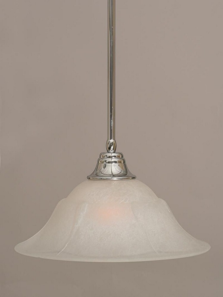 Toltec Lighting-26-CH-53615-Any - 1 Light Stem Pendant With Hang Straight Swivel-9 Inches Tall and 16 Inches Wide Chrome White Marble Bronze Finish with Italian Ice Glass