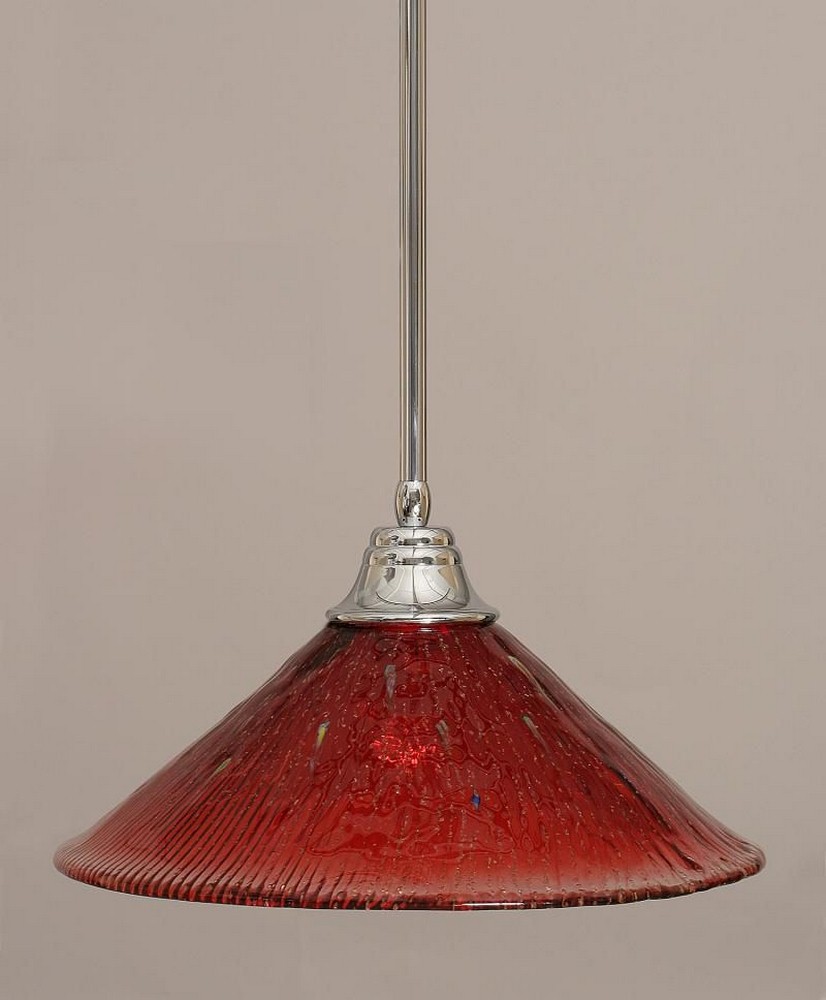 Toltec Lighting-26-CH-716-Any - 1 Light Stem Pendant With Hang Straight Swivel-8.5 Inches Tall and 16 Inches Wide Chrome Raspberry Crystal Bronze Finish with Raspberry Crystal Glass