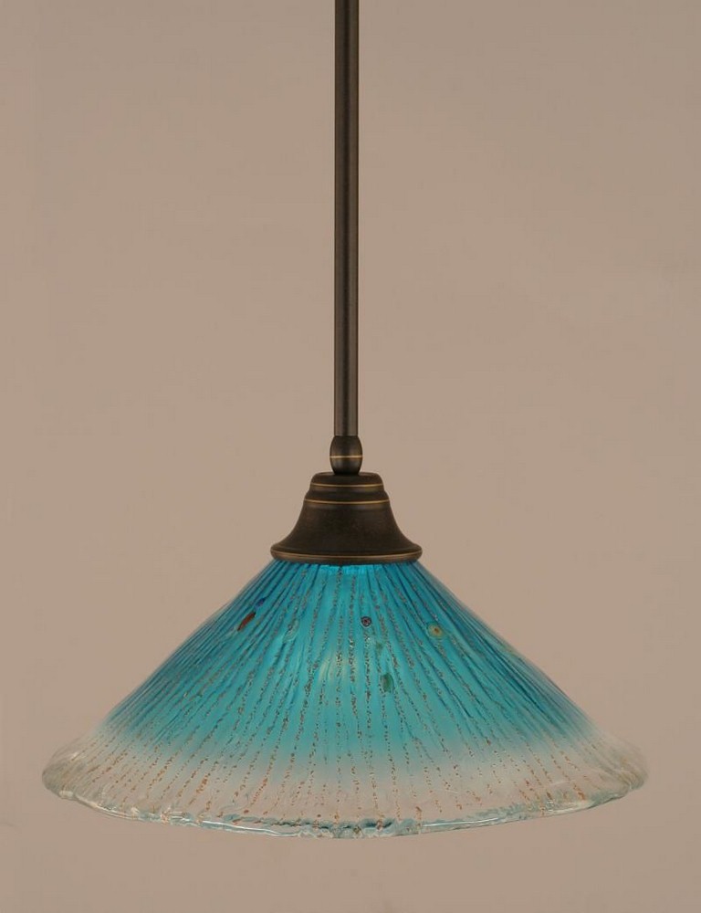 Toltec Lighting-26-DG-715-Any - 1 Light Stem Pendant With Hang Straight Swivel-8.5 Inches Tall and 16 Inches Wide Dark Granite Teal Crystal Bronze Finish with Raspberry Crystal Glass