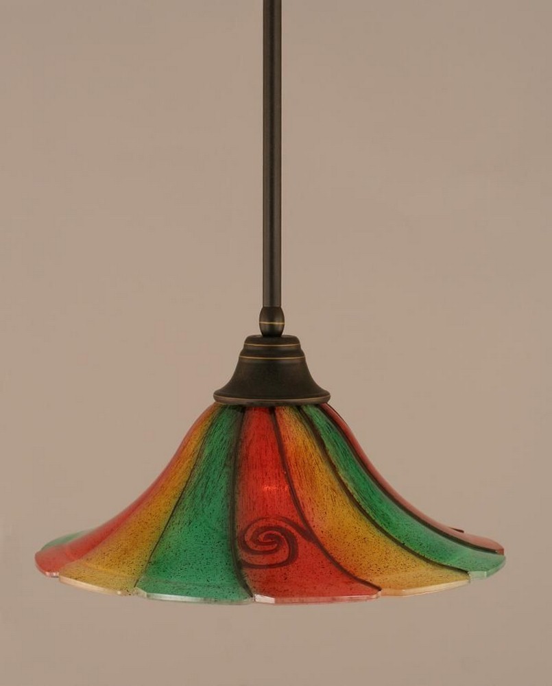 Toltec Lighting-26-DG-767-Any - 1 Light Stem Pendant With Hang Straight Swivel-10 Inches Tall and 16 Inches Wide Dark Granite Mardi Gras Bronze Finish with Royal Merlot Tiffany Glass