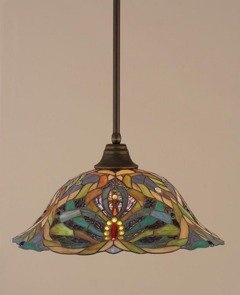 Toltec Lighting-26-DG-990-Any - 1 Light Stem Pendant With Hang Straight Swivel-10 Inches Tall and 19 Inches Wide Dark Granite Kaleidoscope Art Dark Granite Finish with Kaleidoscope Tiffany Glass