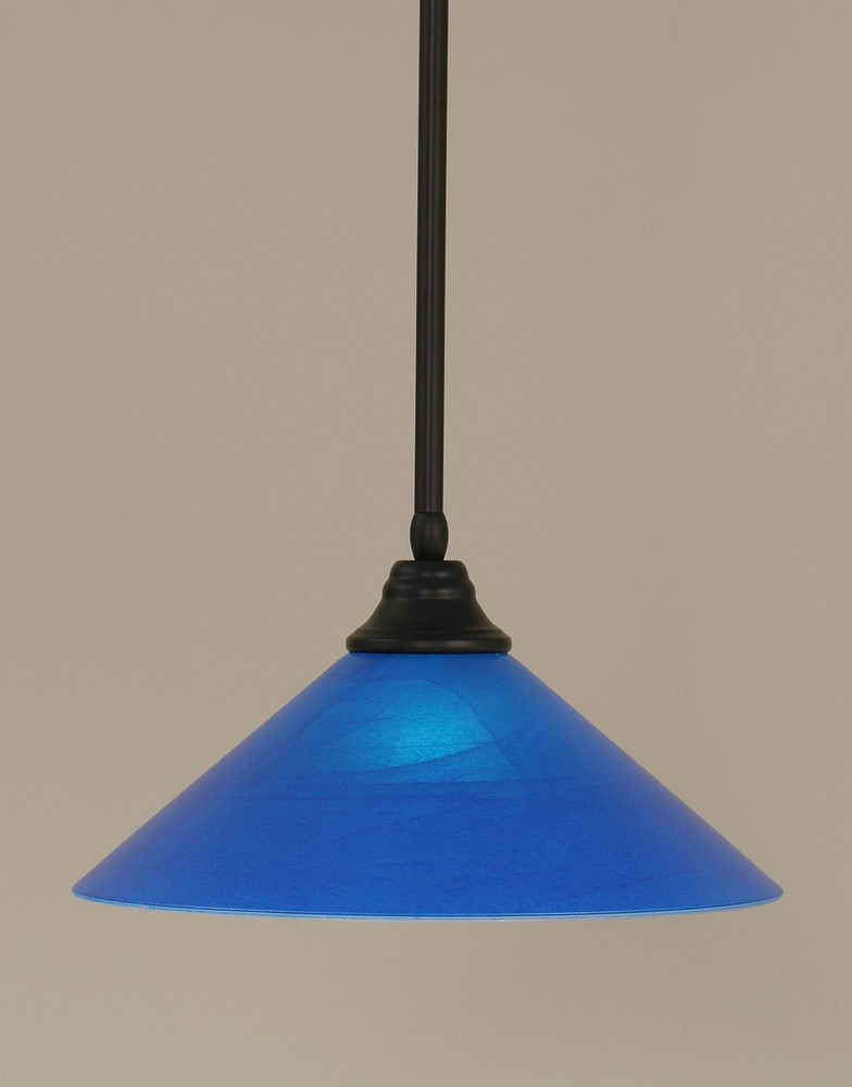 Toltec Lighting-26-MB-415-Any - 1 Light Stem Pendant With Hang Straight Swivel-9.75 Inches Tall and 16 Inches Wide Matte Black Blue Italian Black Copper Finish with Blue Italian Glass