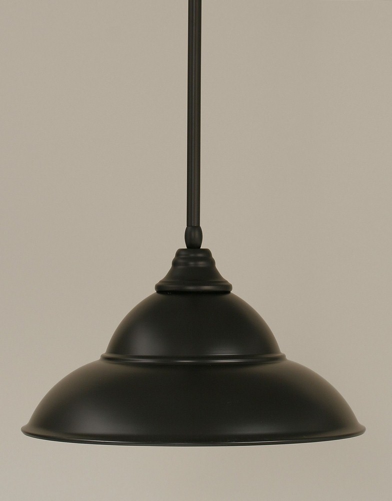 Toltec Lighting-26-MB-429-MB-Any - 1 Light Stem Pendant With Hang Straight Swivel-9.75 Inches Tall and 16 Inches Wide Matte Black Matte Black Black Copper Finish with Blue Italian Glass