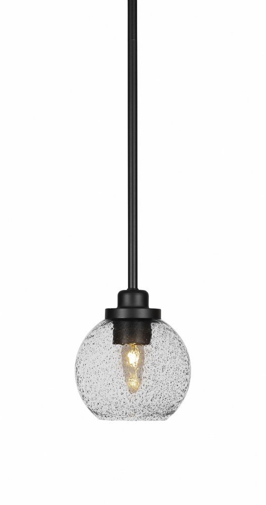 Toltec Lighting-2601-MB-4102-Odyssey-1 Light Mini Pendant-6 Inches Wide by 7.5 Inches High   Matte Black Finish with Smoke Bubble Glass