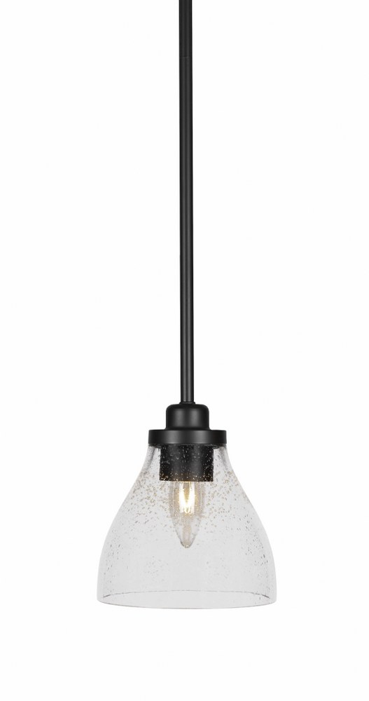 Toltec Lighting-2601-MB-4760-Odyssey-1 Light Mini Pendant-6 Inches Wide by 7.5 Inches High   Matte Black Finish with Clear Bubble Glass