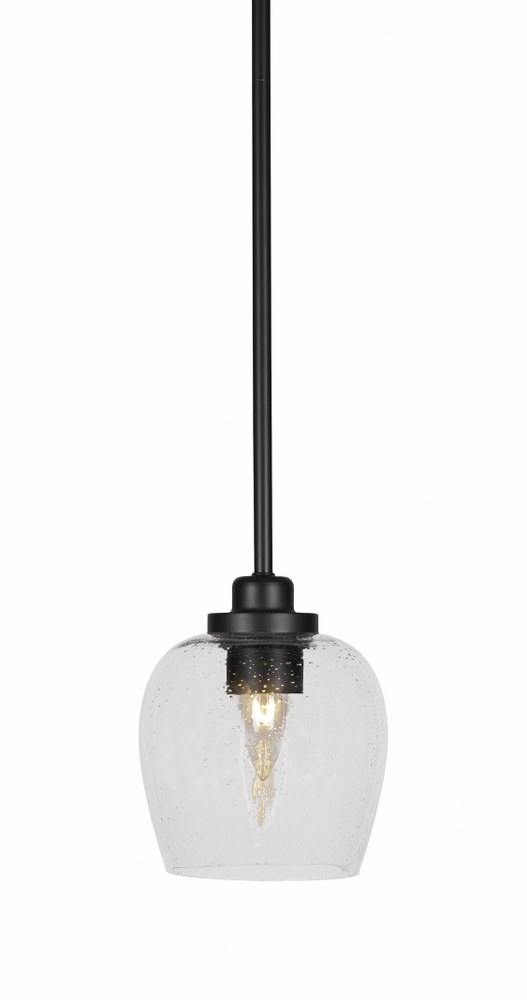 Toltec Lighting-2601-MB-4810-Odyssey-1 Light Mini Pendant-6 Inches Wide by 7.5 Inches High   Matte Black Finish with Clear Bubble Glass