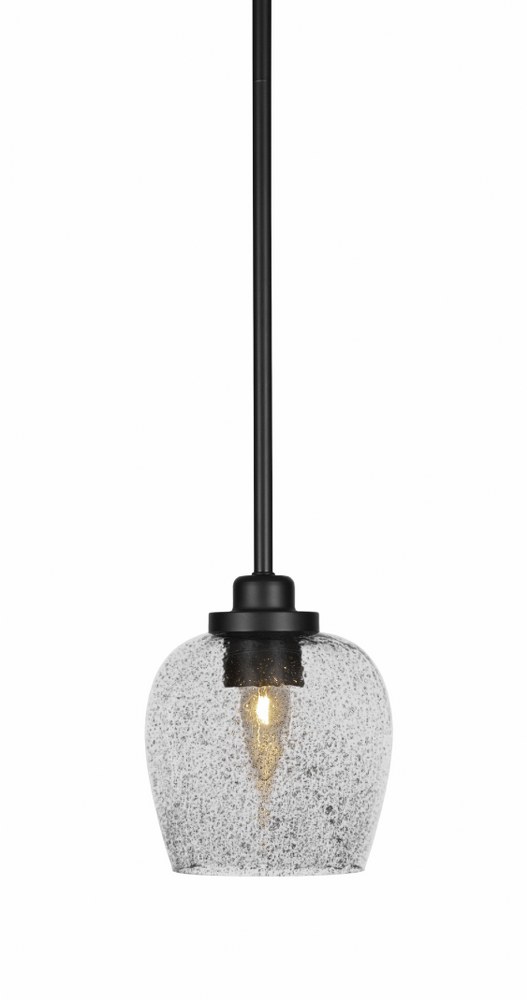 Toltec Lighting-2601-MB-4812-Odyssey-1 Light Mini Pendant-6 Inches Wide by 7.5 Inches High   Matte Black Finish with Smoke Bubble Glass