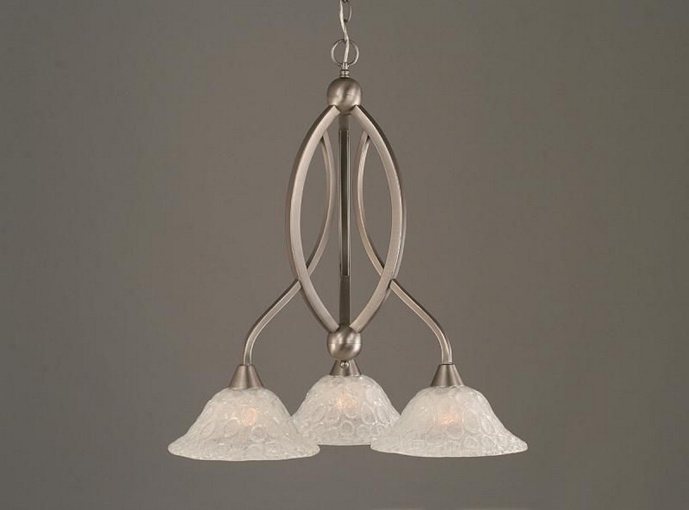 Toltec Lighting-263-BN-431-Bow - 3 Light Chandelier-27.25 Inches Tall and 22.5 Inches Wide Brushed Nickel Italian Bubble Black Copper Finish with Charcoal Spiral Glass