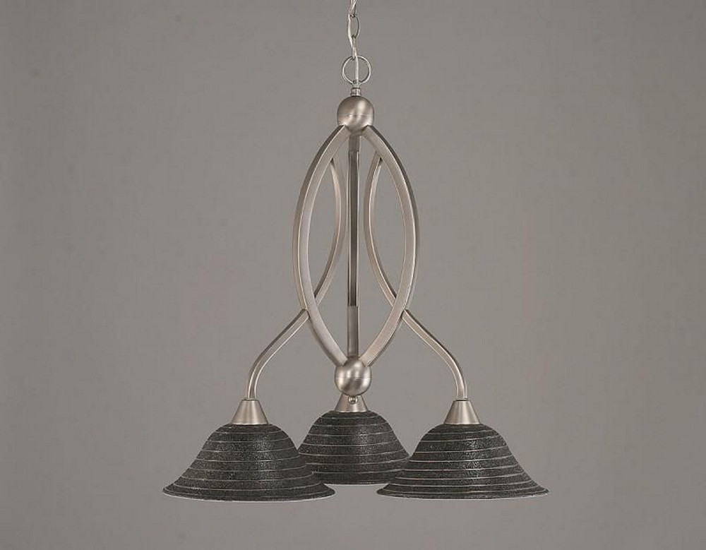 Toltec Lighting-263-BN-432-Bow - 3 Light Chandelier-26.75 Inches Tall and 21.75 Inches Wide Brushed Nickel Charcoal Spiral Bow - 3 Light Chandelier-26.75 Inches Tall and 21.75 Inches Wide