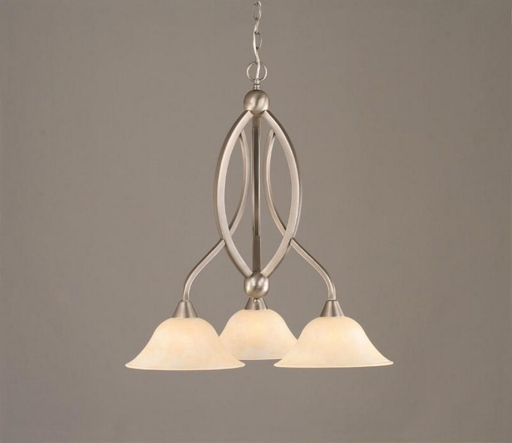 Toltec Lighting-263-BN-513-Bow - 3 Light Chandelier-26.75 Inches Tall and 21.75 Inches Wide Brushed Nickel Amber Marble Bow - 3 Light Chandelier-26.75 Inches Tall and 21.75 Inches Wide