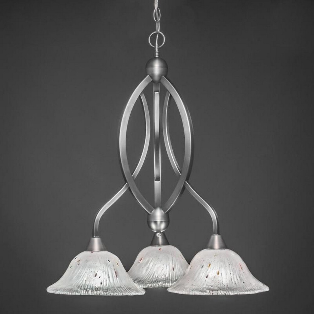 Toltec Lighting-263-BN-731-Bow - 3 Light Chandelier-26.5 Inches Tall and 21 Inches Wide Brushed Nickel Frosted Crystal Brushed Nickel Finish with Frosted Crystal Glass