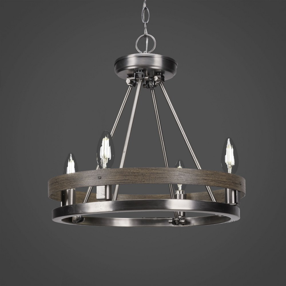 Toltec Lighting-2704-GPDW-Belmont - 4 Light Chandelier-14.25 Inches Tall and 15.75 Inches Wide Graphite/Distressed Wood  Graphite/Distressed Wood Finish