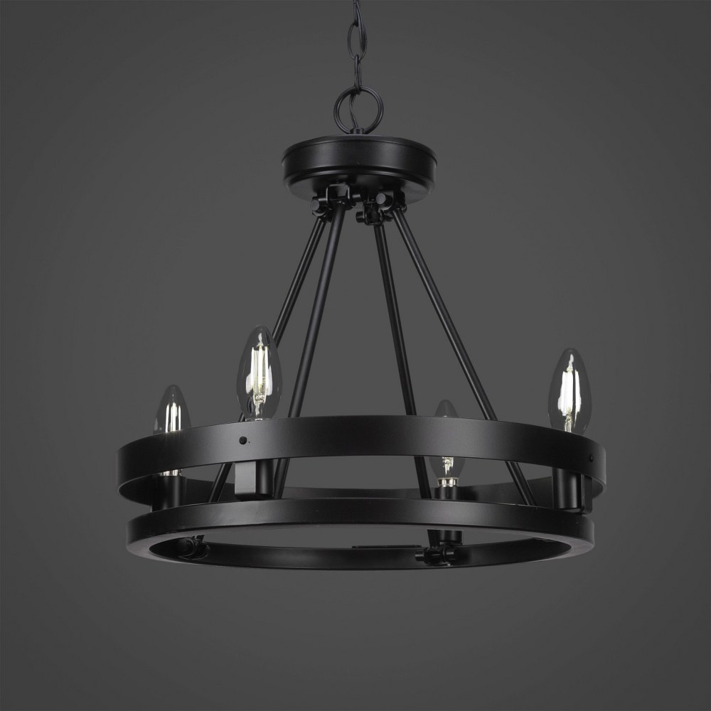 Toltec Lighting-2704-MB-Belmont - 4 Light Chandelier-14.25 Inches Tall and 15.75 Inches Wide Matte Black  Graphite/Distressed Wood Finish