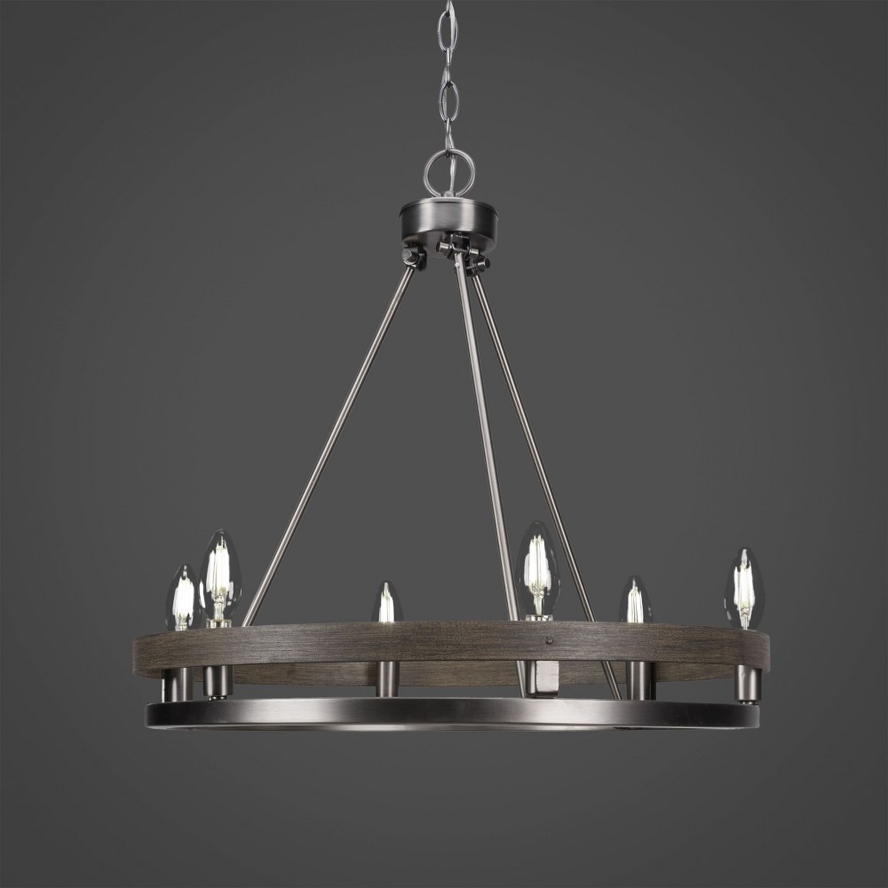 Toltec Lighting-2706-GPDW-Belmont - 6 Light Chandelier-21 Inches Tall and 22.25 Inches Wide Graphite/Distressed Wood  Graphite/Distressed Wood Finish