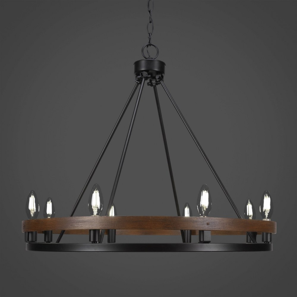 Toltec Lighting-2708-MBWG-Belmont - 8 Light Chandelier-24.75 Inches Tall and 27 Inches Wide Matte Black/Wood Grain  Matte Black/Wood Grain Finish