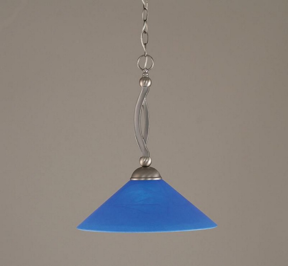 Toltec Lighting-271-BN-415-Bow - 1 Light Pendant-19 Inches Tall and 16 Inches Wide Brushed Nickel Blue Italian Brushed Nickel Finish with Italian Ice Glass