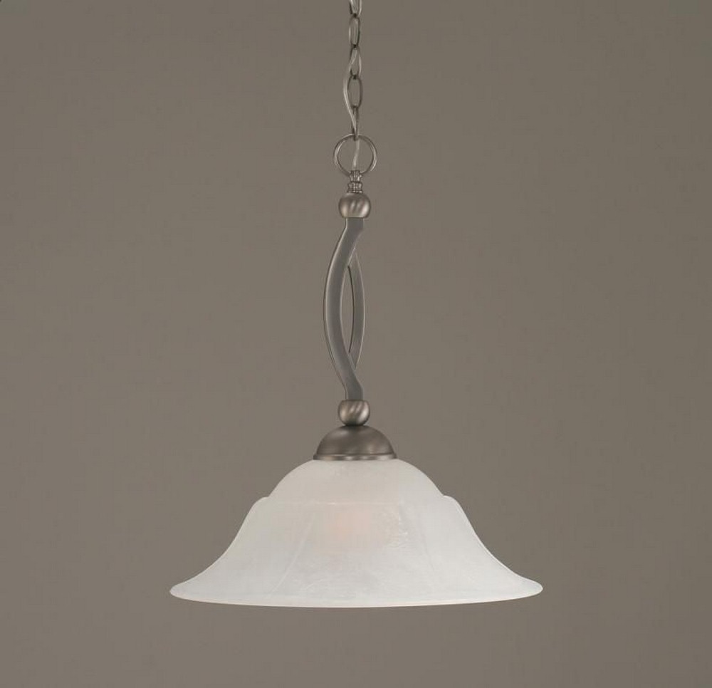 Toltec Lighting-271-BN-53615-Bow - 1 Light Pendant-19.25 Inches Tall and 16 Inches Wide Brushed Nickel White Marble Bow - 1 Light Pendant-19.25 Inches Tall and 16 Inches Wide