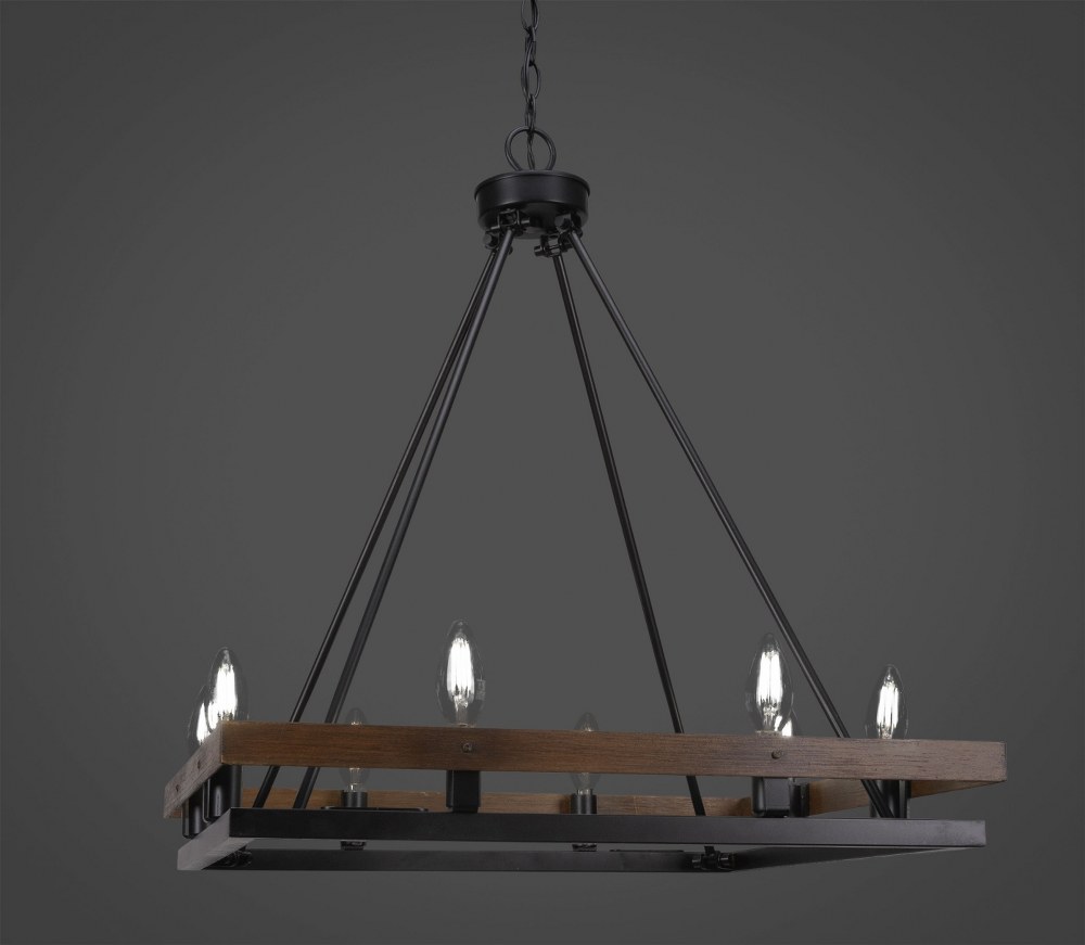 Toltec Lighting-2738-MBWG-Belmont - 8 Light Chandelier-25.75 Inches Tall and Inches Wide Matte Black/Wood Grain  Matte Black/Wood Grain Finish