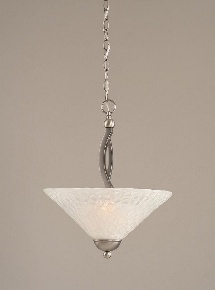 Toltec Lighting-274-BN-411-Bow - 2 Light Pendant-19.75 Inches Tall and 16 Inches Wide Brushed Nickel Italian Bubble Brushed Nickel Finish with Pearl Flair Tiffany Glass