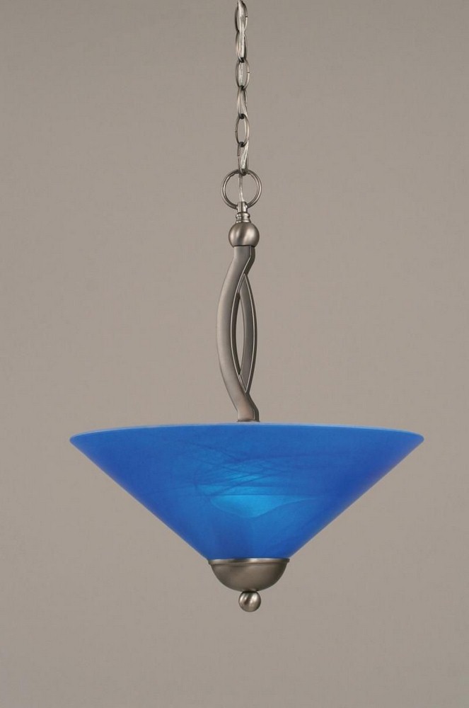 Toltec Lighting-274-BN-415-Bow - 2 Light Pendant-19.75 Inches Tall and 16 Inches Wide Brushed Nickel Blue Italian Brushed Nickel Finish with Pearl Flair Tiffany Glass