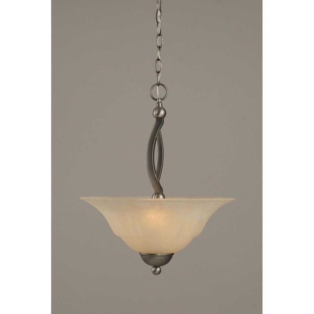 Toltec Lighting-274-BN-53613-Bow - 2 Light Pendant-19.75 Inches Tall and 16 Inches Wide Brushed Nickel Amber Marble Brushed Nickel Finish with Pearl Flair Tiffany Glass