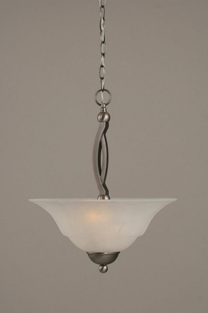 Toltec Lighting-274-BN-53615-Bow - 2 Light Pendant-19.75 Inches Tall and 16 Inches Wide Brushed Nickel White Marble Brushed Nickel Finish with Pearl Flair Tiffany Glass