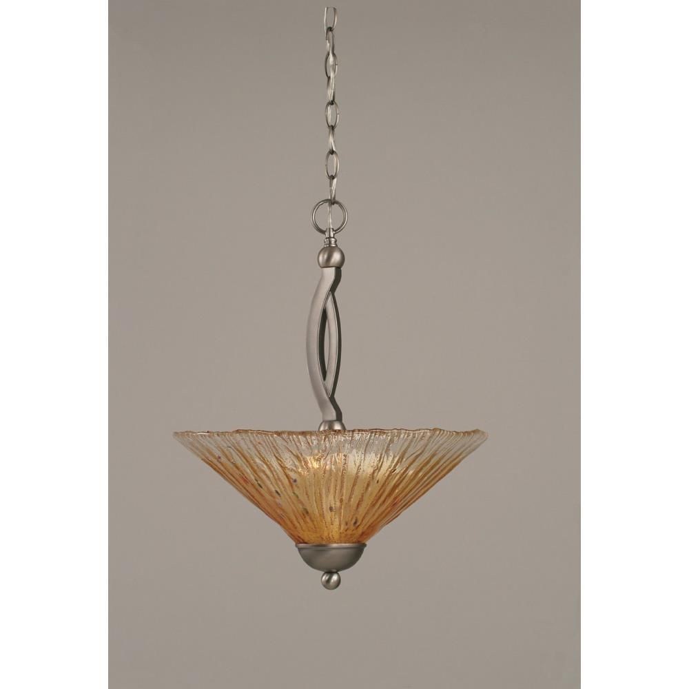 Toltec Lighting-274-BN-710-Bow - 2 Light Pendant-19.75 Inches Tall and 16 Inches Wide Brushed Nickel Amber Crystal Brushed Nickel Finish with Pearl Flair Tiffany Glass