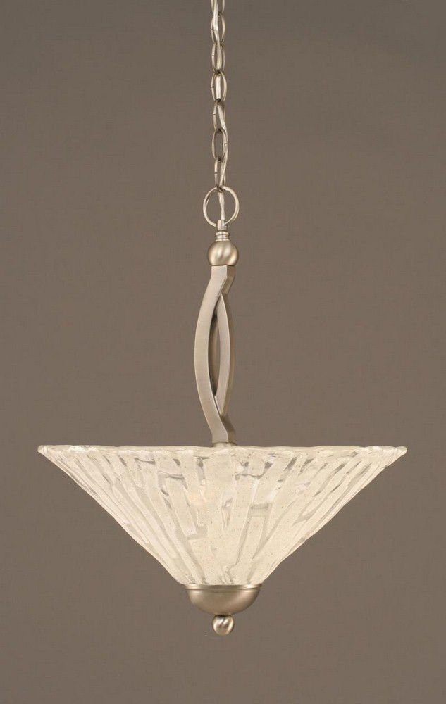 Toltec Lighting-274-BN-719-Bow - 2 Light Pendant-19.75 Inches Tall and 16 Inches Wide Brushed Nickel Italian Ice Brushed Nickel Finish with Pearl Flair Tiffany Glass